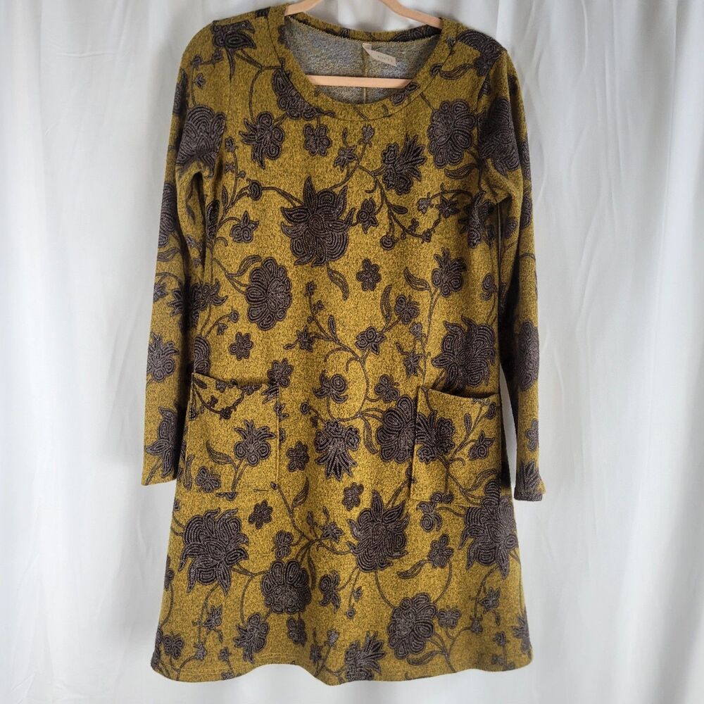 Gilli Aline Midi Knit Dress Womens Size Large Floral With Pockets